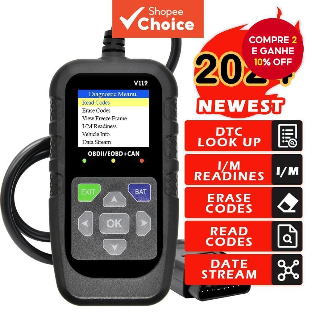 Leitor De Ferramenta De Diagnóstico Do Scanner OBD2 Carro , Da Mensagem Falha Motor Verificador Tensão EOBD + Pode De Ca