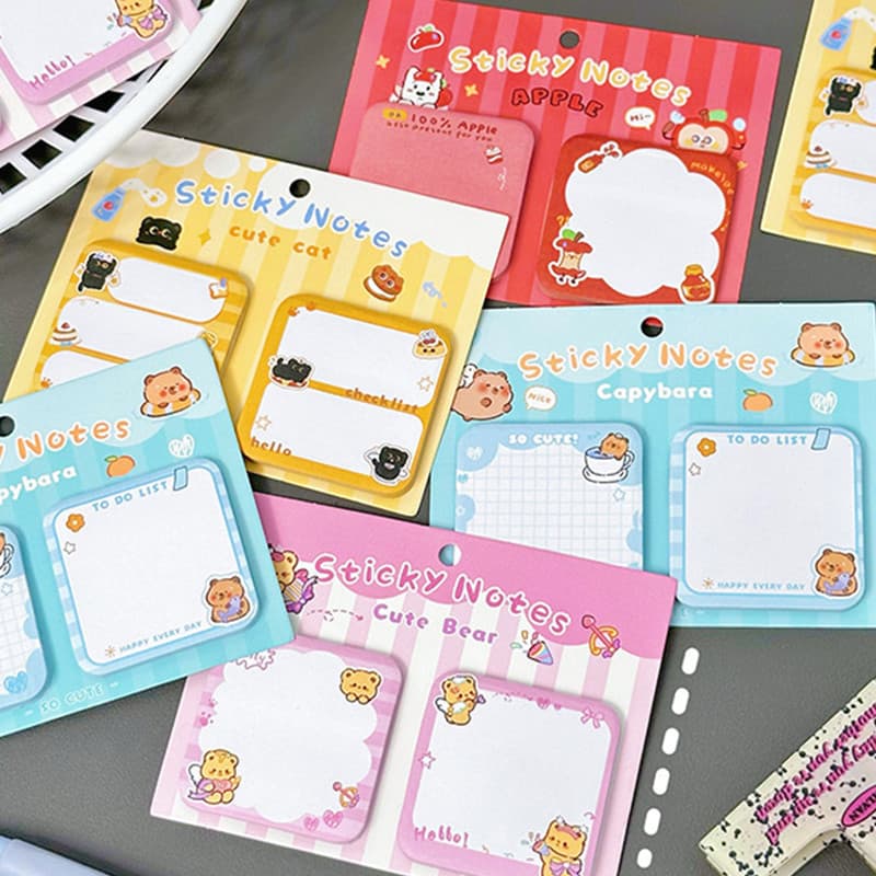 60 Folhas De Animais Fofos De Desenho Animado Série Notas Adesivas Bloco De Portátil Para Estudantes