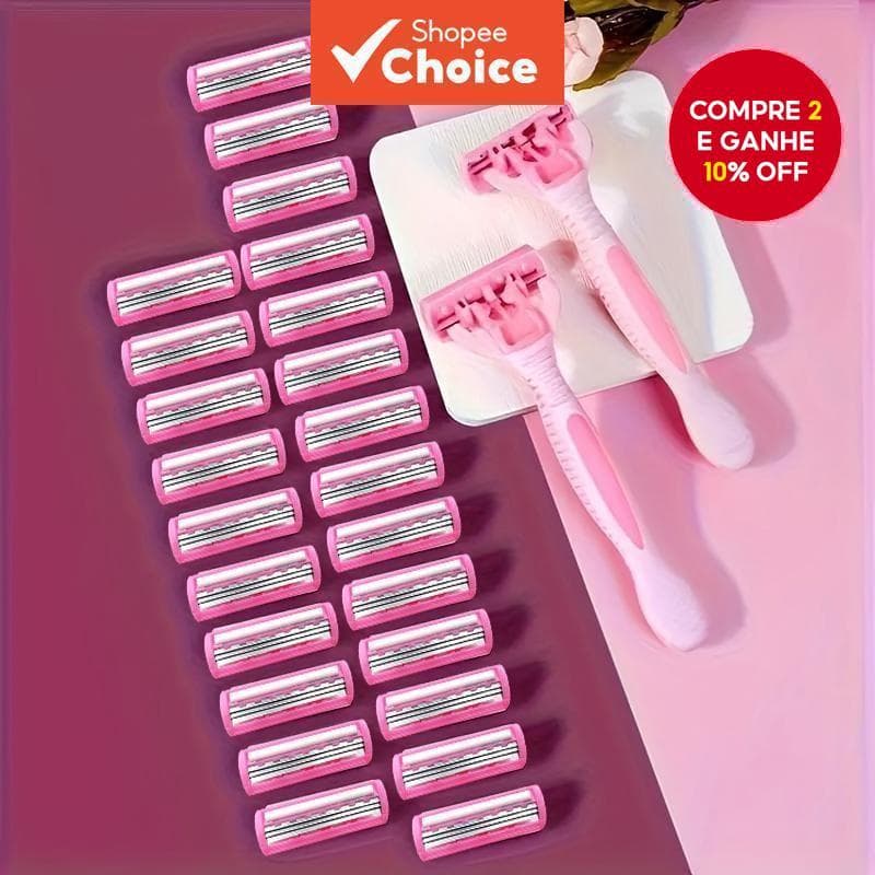 Barbeador Facial Feminino E Navalha De Sobrancelha | Remover Com Segurança Fuzz De Pêssego Lâminas De Proteção De 3 Cama