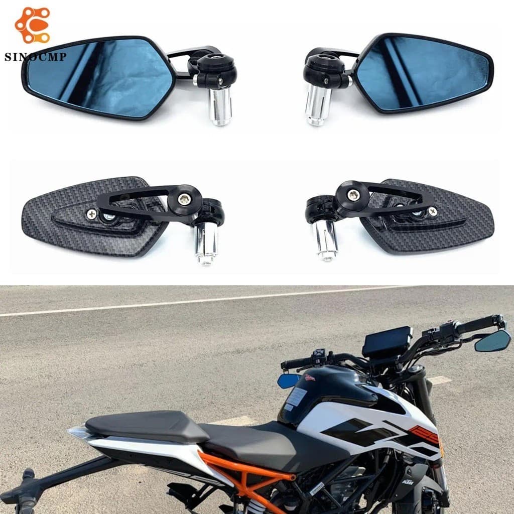 1 Par Novo Espelho Retrovisor Da Motocicleta Padrão De Fibra Carbono Guiador Modificado Invertido Traseiro Acessórios Mo