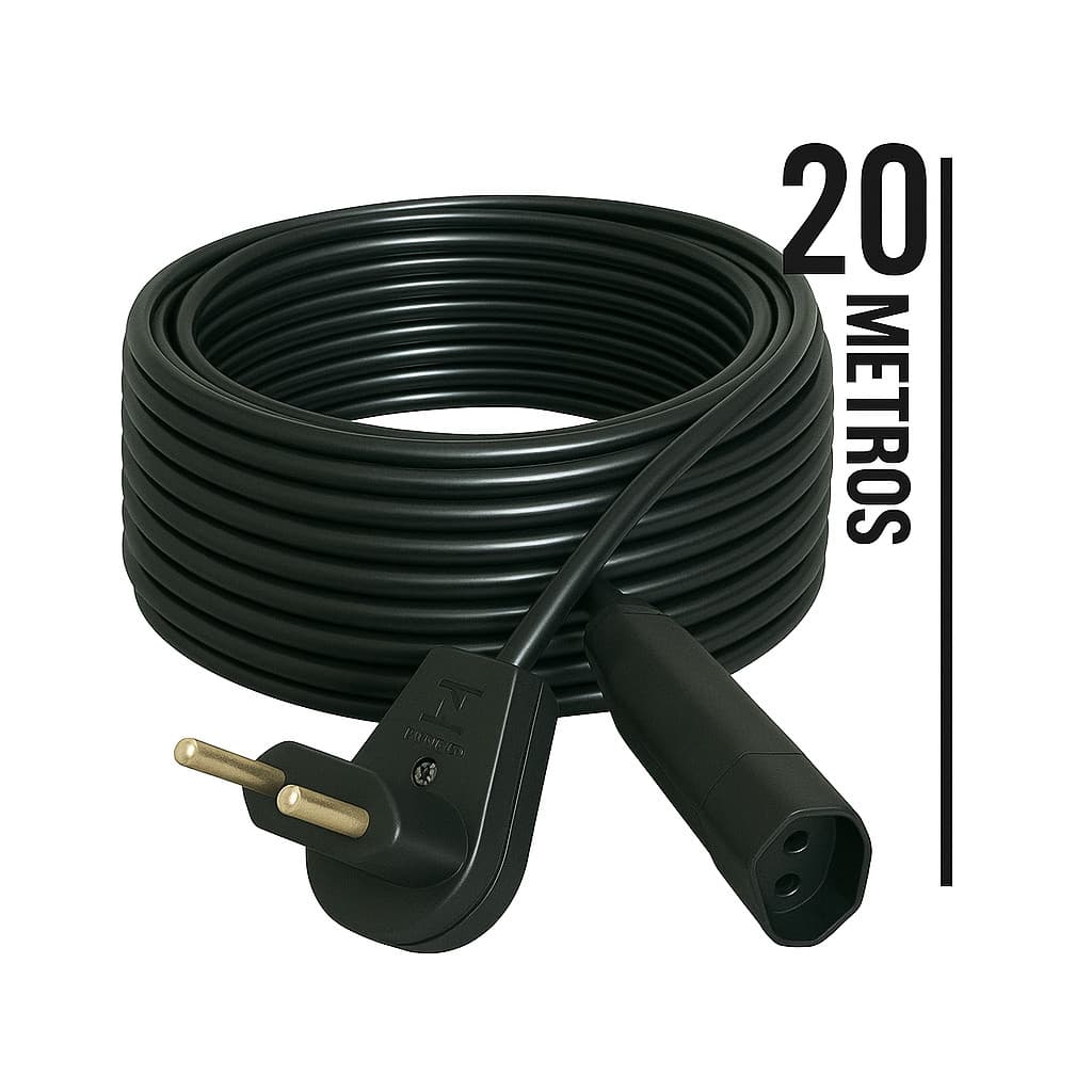 Extensão Elétrica 20 Metros 20A Cabo PP 2x2,5 Reforçada Certificada
