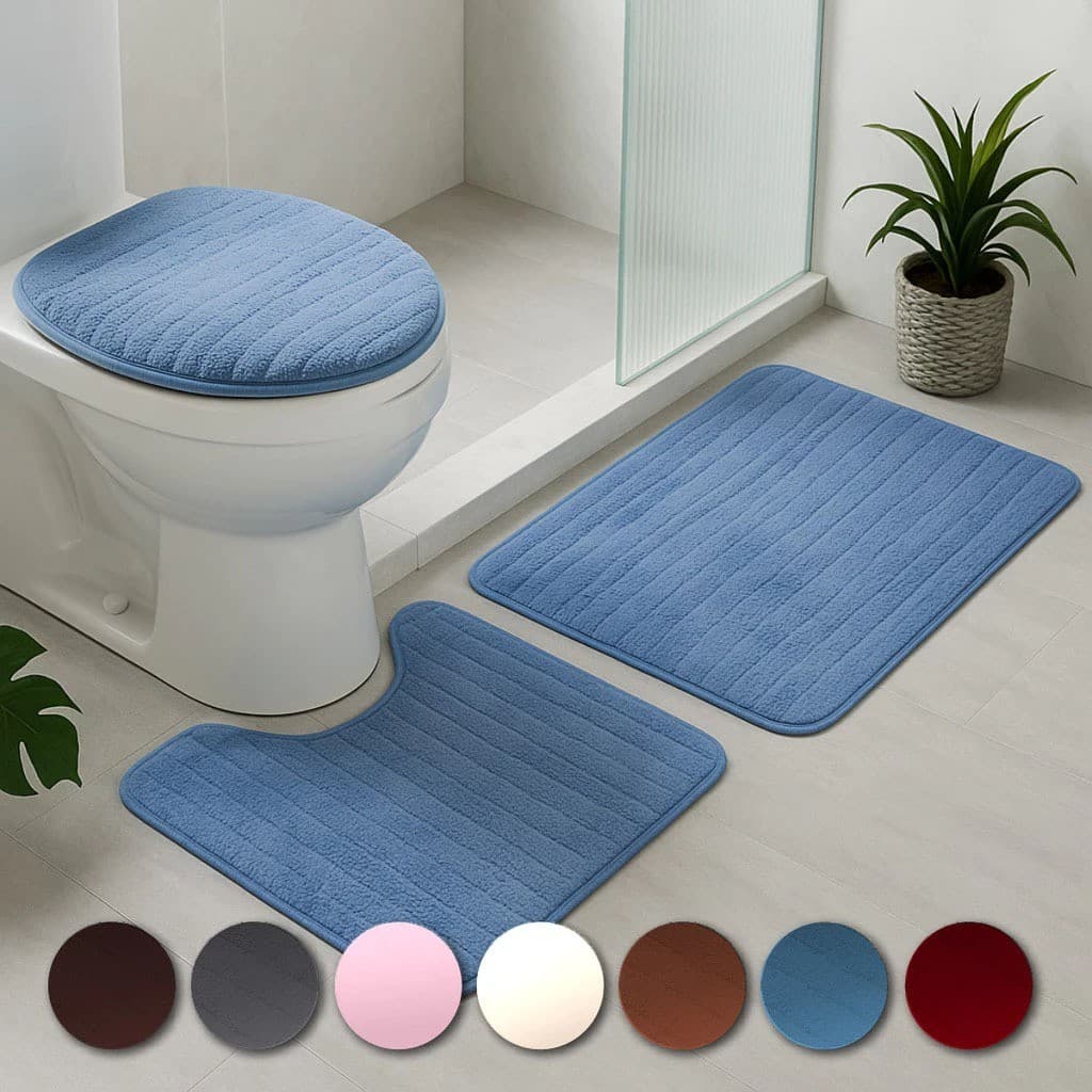 Tapete de banheiro IDee Home 3 peças, macio, antiderrapante, com estampa de qualidade.