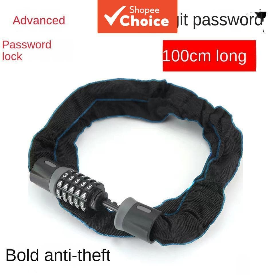  Trava de corrente para motocicleta, Trava de roda de carro, Chaveiro, Segura e resistente, Trava de corrente com senha