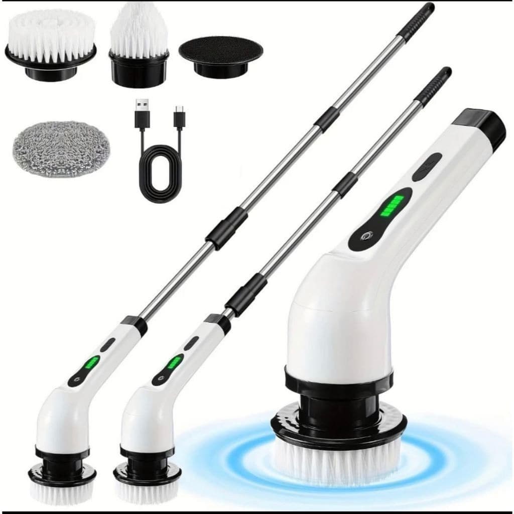 Escova De Limpeza Elétrica 5 em 1 Recarregável USB Limpador Ajustável Multiuso Banheiro e Cozinha