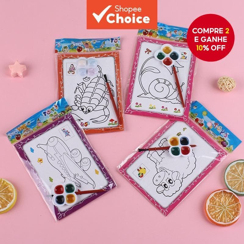 10 Conjunto Crianças Pintura Brinquedos Cor Fundo Aquarela Graffiti Brinquedo Presentes De Natal