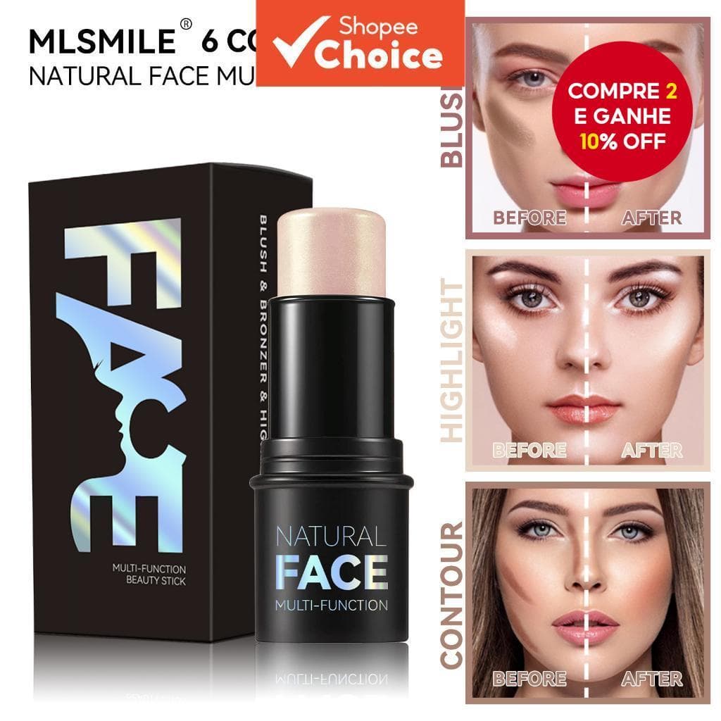 Sombra de Contorno Brilhante para Maquiagem Tridimensional Tom de Pele Europeu Americano Destaque Blush