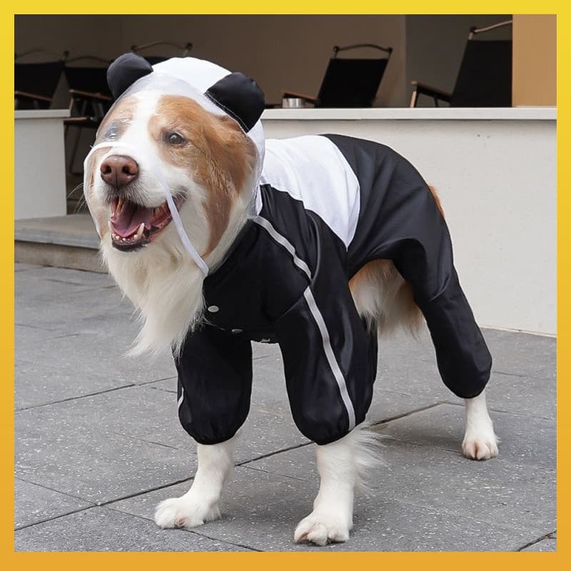 [Daliya] Capa de Chuva para Cachorro com Capô - Poncho Panda e Alça Refletiva para Cães