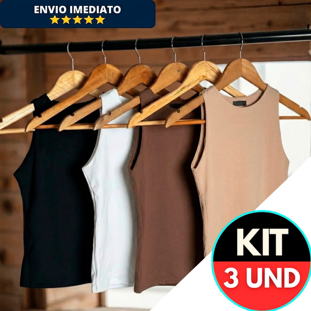 KIT 3 Regata Blusinha Feminina Suplex Duplo Básica Elegante Moda Blogeira Tendencia Gringa Dia a Dia