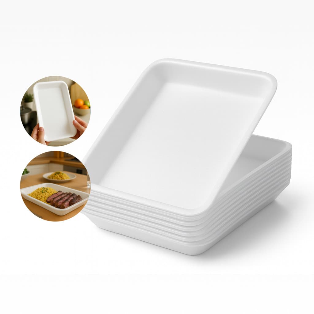 Bandeja de Isopor RASA Nº 1, 2 e 3 de Isopor Branca c/ 100un Para Padaria Para Varejão Para Açougue