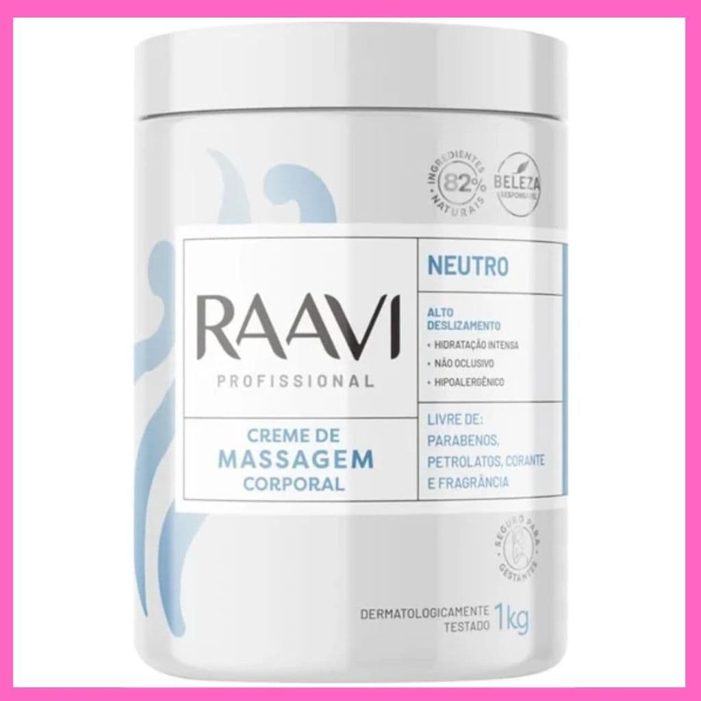 Creme de Massagem Corporal Neutro Raavi 1kg – Alto Deslizamento e Hidratação Profunda