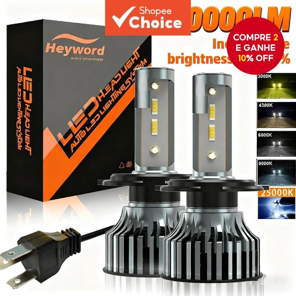 Farol LED para carro H7 H1 H3 H4 H11 9005 9012 Destaque concentrado 3.000k 4300k 6.000k 8.000k Quatro cores opcionais fa