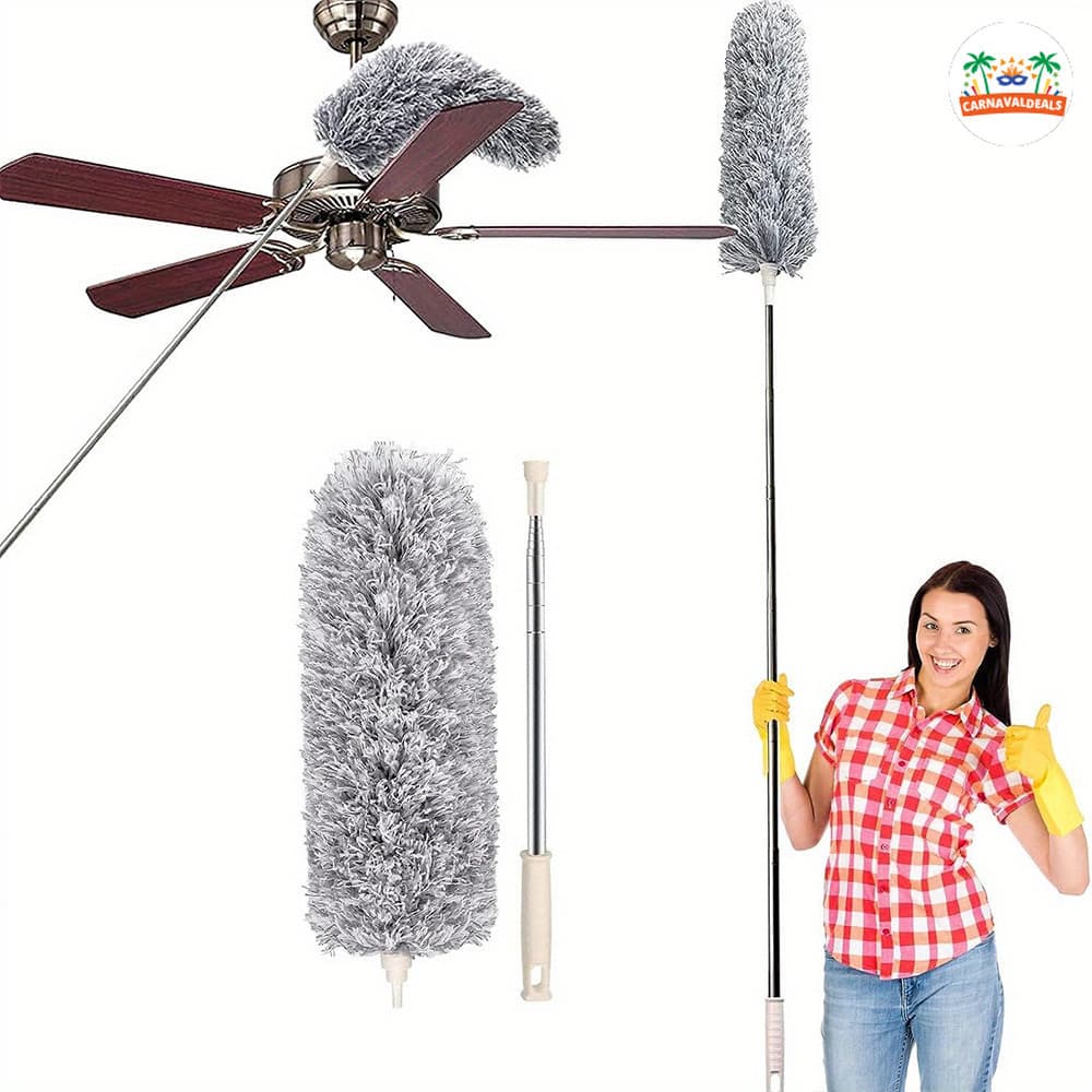 Espanador Flexível e Dobrável com Alcance de 2.8 Metros – Para Limpeza de Cortinas, Persianas e Superfícies Altas