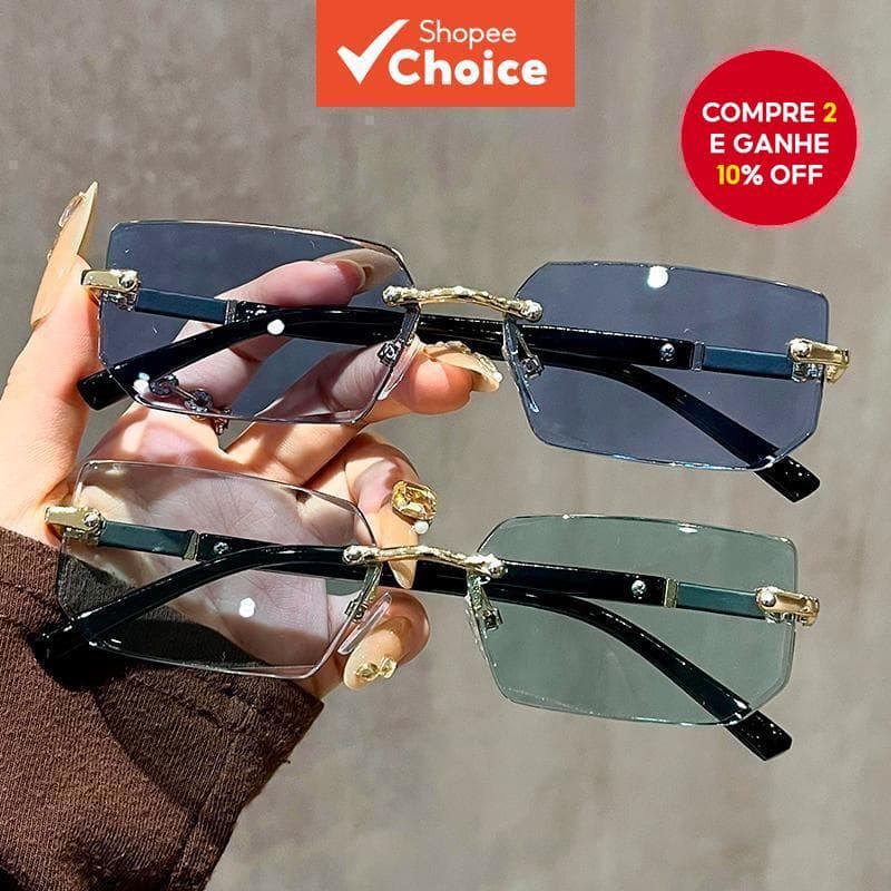 Óculos de sol sem armação elegantes para homens e mulheres com proteção UV400 e lentes degradê.