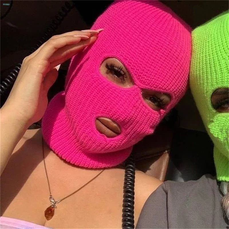 Máscara de esqui balaclava tática CS Army com 3 furos, malha à prova de vento, quente, unissex, boné de inverno