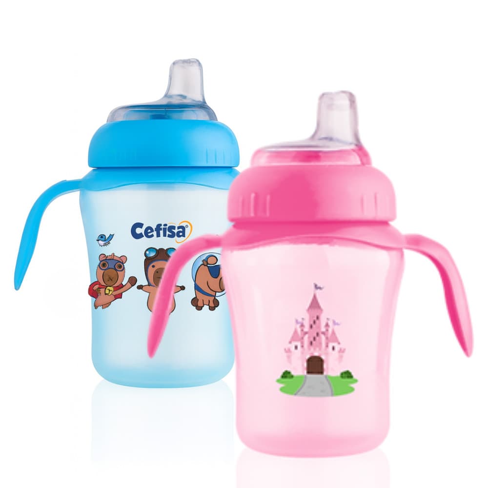 Copo Para Bebê Anti Vazamento 240ml Bico Silicone Mundo Macio Cefisa
