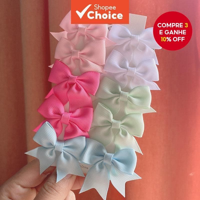 10 Peças Mini Laços De Cabelo De Fita Para Meninas-Grampos Gorgorão Doce , Presilhas Boutique Antiderrapantes Crianças E