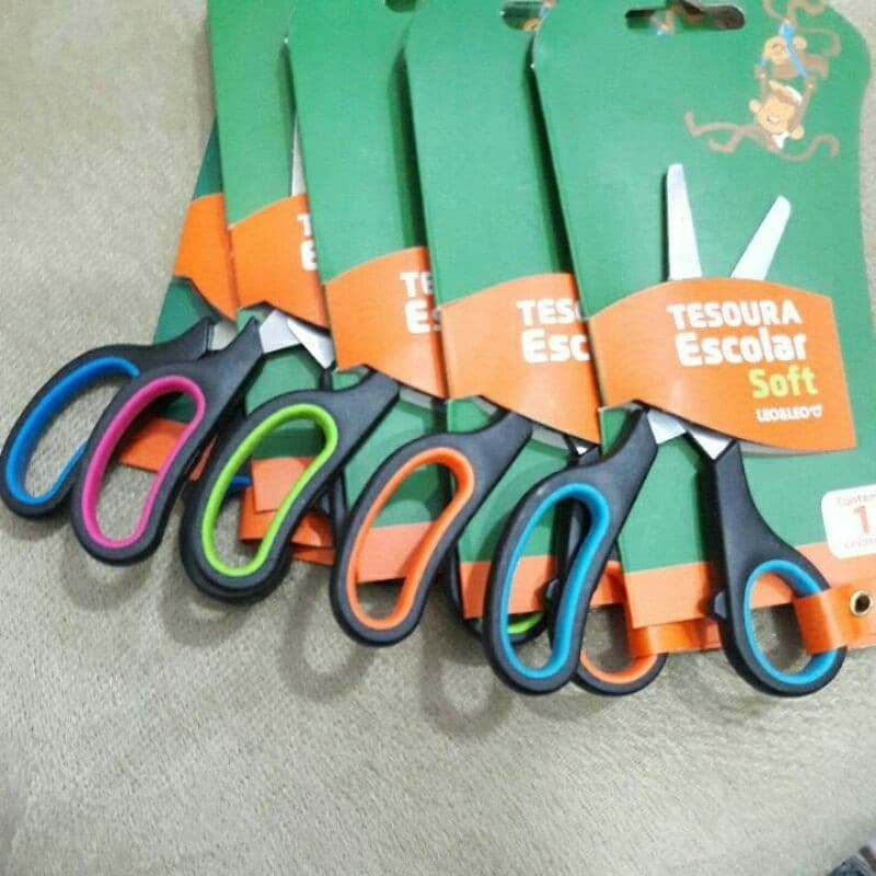 Tesouras EScolar Coloridas 14 cm Infantil  Praticidade Itens de Papelaria Artigos