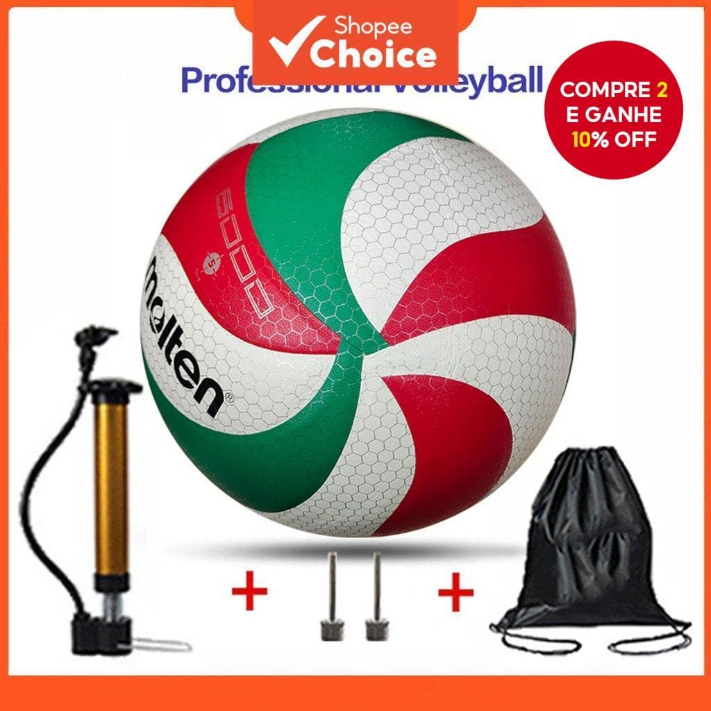 Vôlei PU Durável Competição Treinamento Voleibol Modelo6000 Tamanho 5 + Bomba + Agulha + Bolsa de Rede