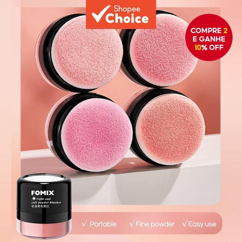 Blush De Cogumelo Com Espelho E Puff Textura Sedosa Em Pó Contorno Destaque Rosto De Longa Duração