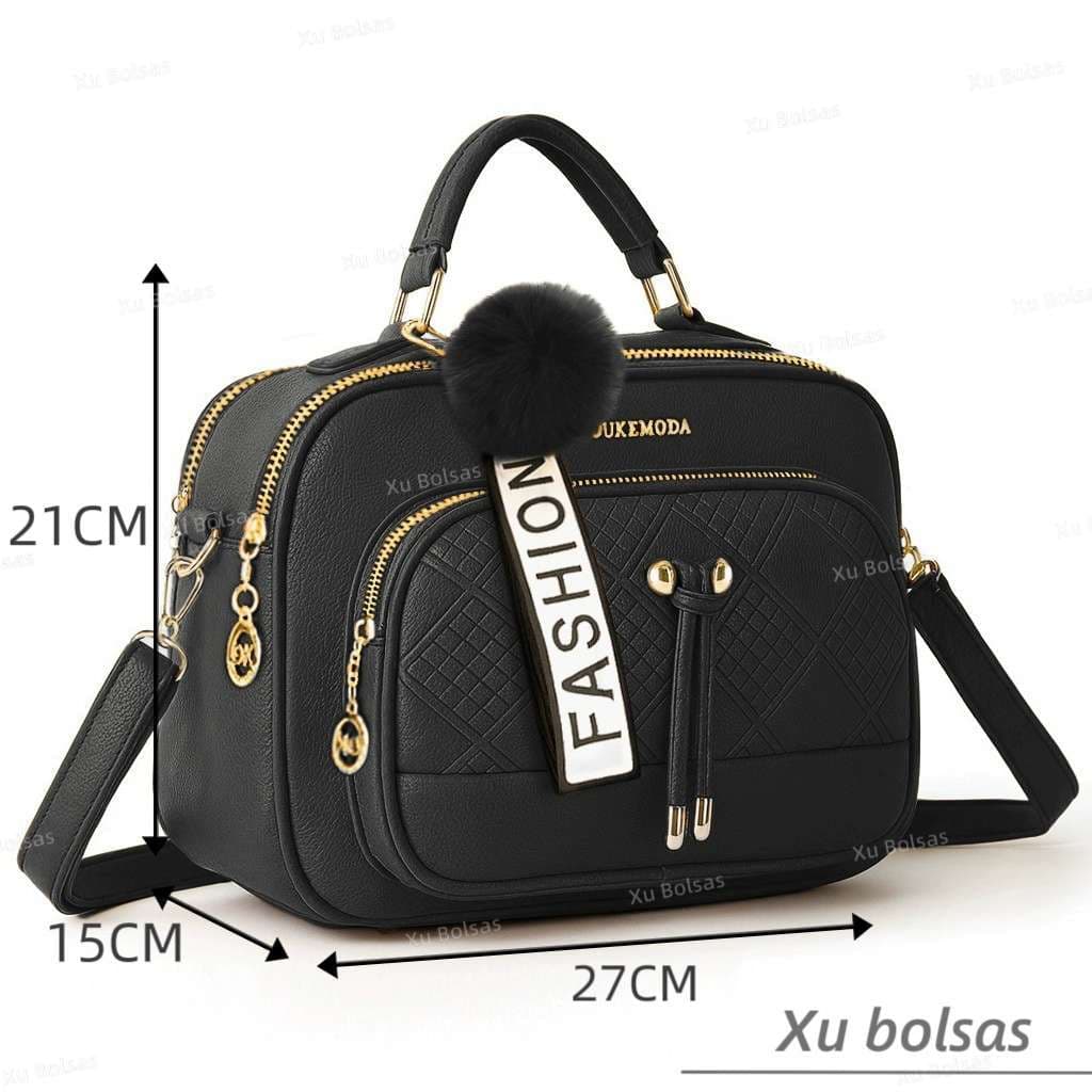 Bolsa Feminina Com Chaveiro Tira Colo Faixa de Mão De Couro PU Tranversal DEC6168#