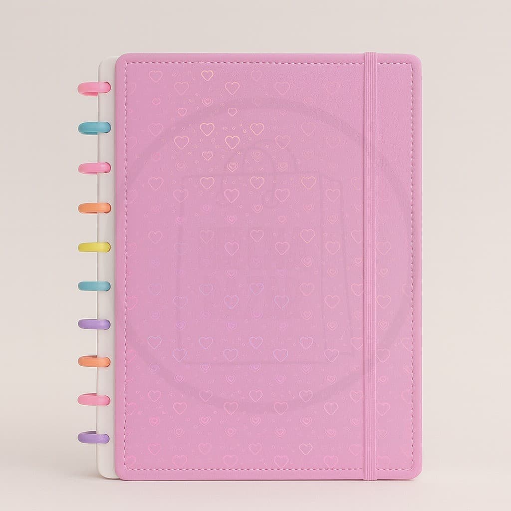 Caderno A4 com 11 discos e  80 folhas Capa Dura - Versátil Estampada Coração