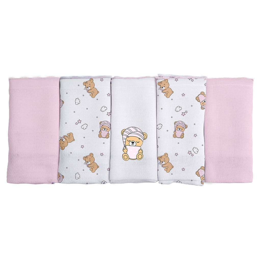 Pano de Boca para Bebê 5 Unidades Pixuxu 34cm x 34cm