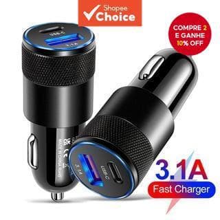 Carregador De Carro De Portas Duplas PD20W De Carregamento Rápido Tipo C Adaptador De Telefone Prata