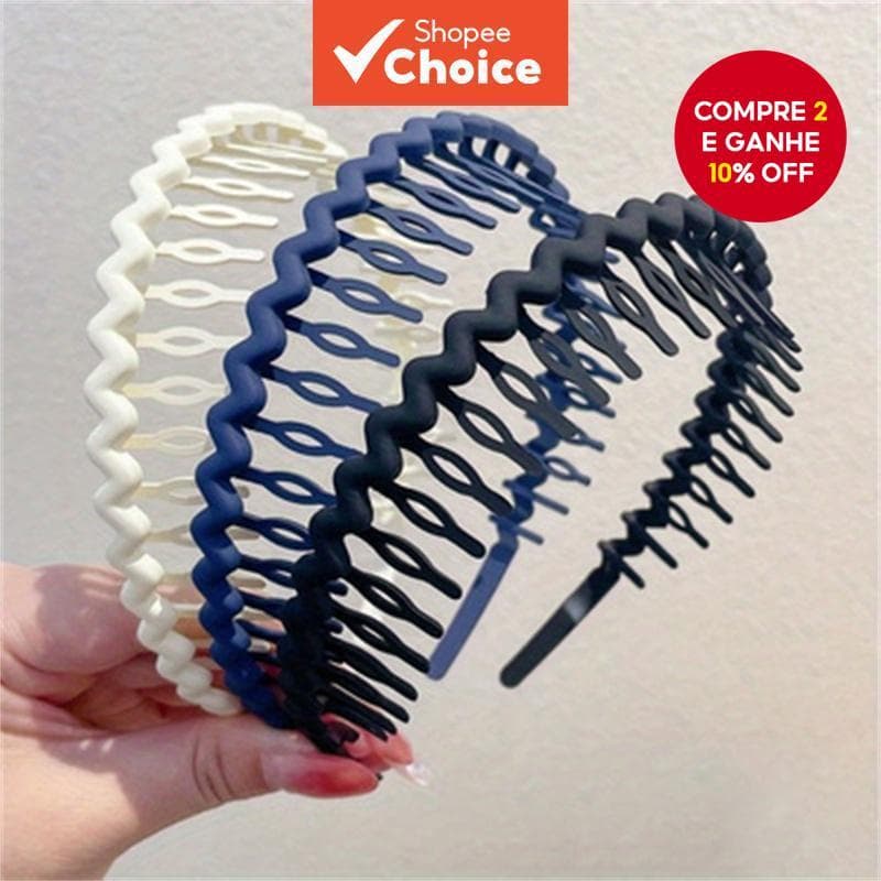Conjunto de 3 tiaras flexíveis em zigzag, antideslizantes, para mulheres e meninas.