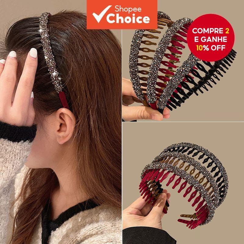 Grampo De Cabelo Brilhante Com Strass De Veludo Para Adultos , Perfeito Maquiagem E Uso Diário