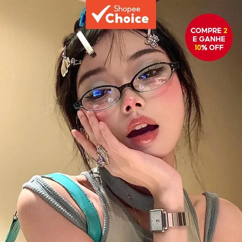 Óculos Ovais Retrô Azul-Verde Y2K – De Armação Pequena Para Mulheres , Estilo Moderno Da Moda