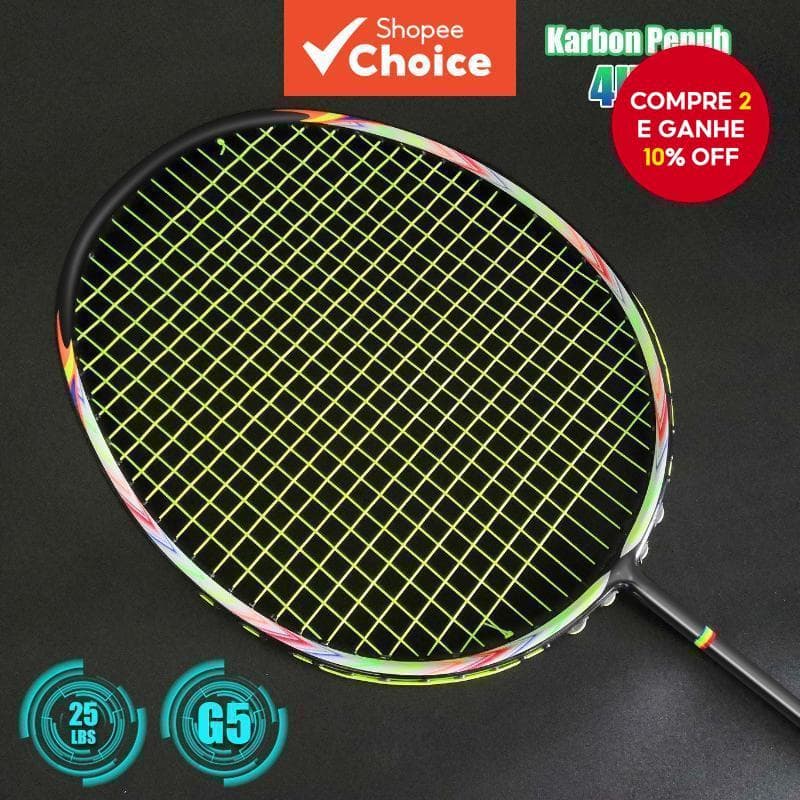 Raquete De Badminton Totalmente Em Carbono Original , Pré-Estrangulamento De 22-25 Libras Com Aderência Livre