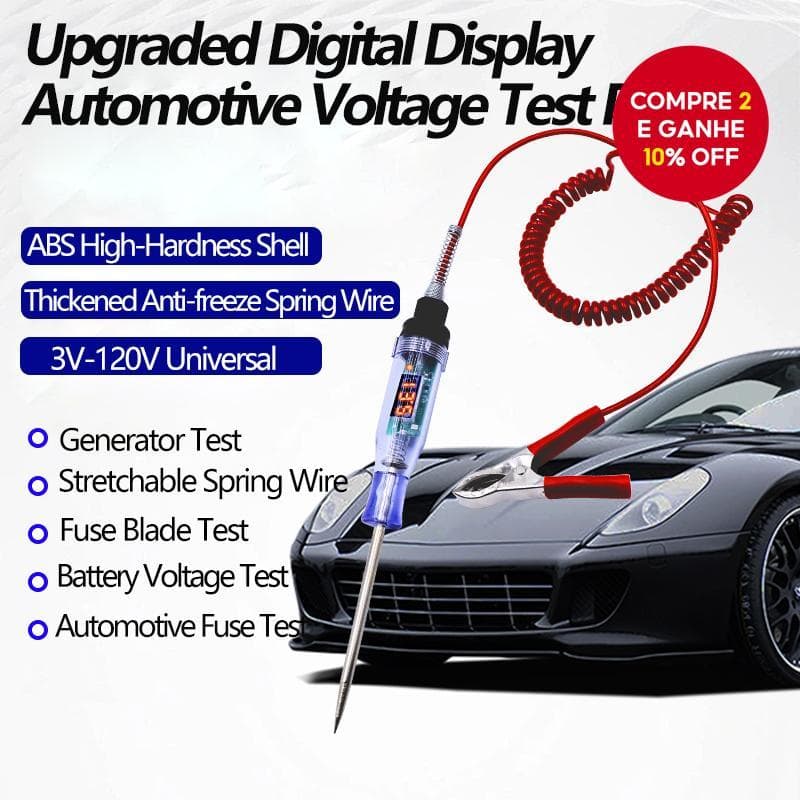 Caneta De Luz De Teste De Carro 12V 24V Testador De Circuito Digital LED Detector De Tensão Analisador De Bateria Para F