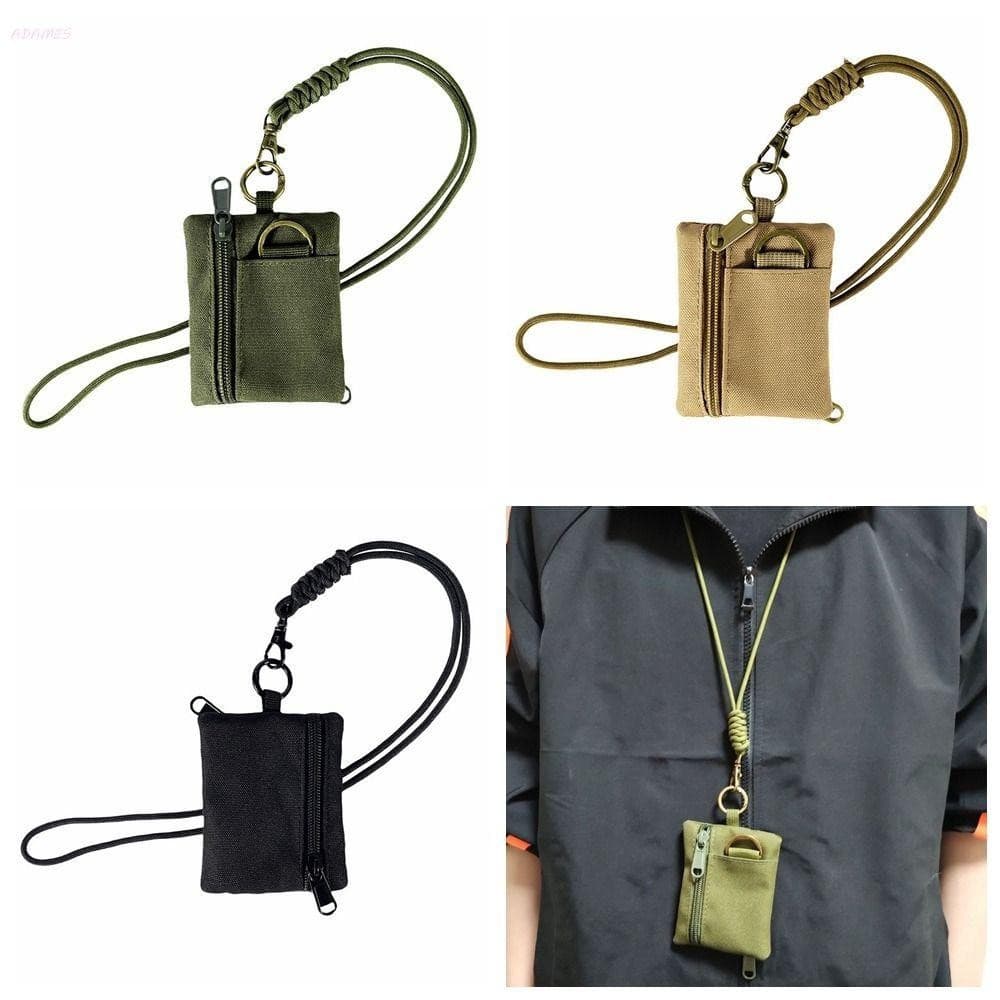 Mini Carteira De Tecido Oxford ADAMES , Bolsa De Moedas Quadrada Casual Pendurada No Pescoço , Zíper Com Cordão Porta-Ca