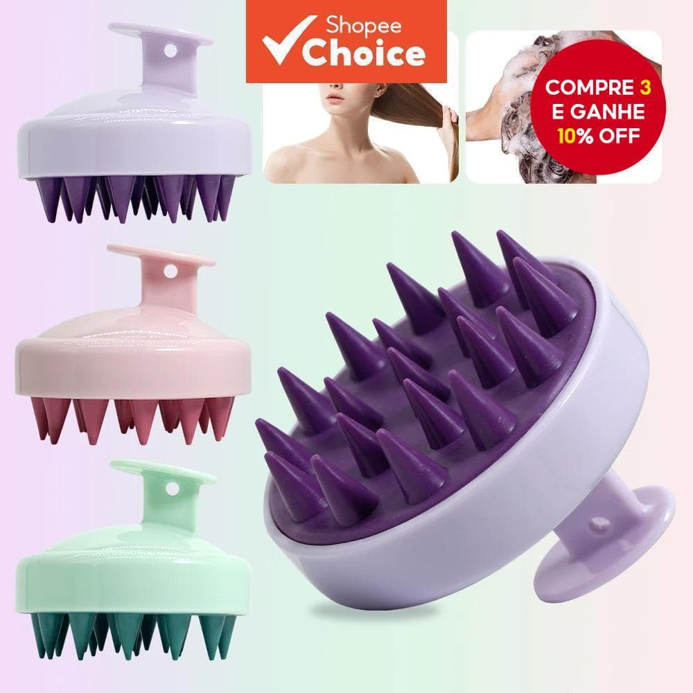 Escova De Shampoo De Silicone Para Massagem No Couro Cabeludo-E Banho , Itens Essenciais Cuidados Com Os Cabelos