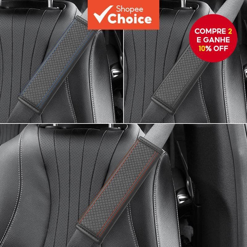 Capa Protetora Para Cinto De Segurança De Carro Com Proteção De Ombro Em Couro Estampado
