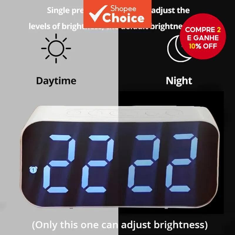 Despertador Digital – Relógio Pequeno Com Display LED , Temperatura E Bateria/USB