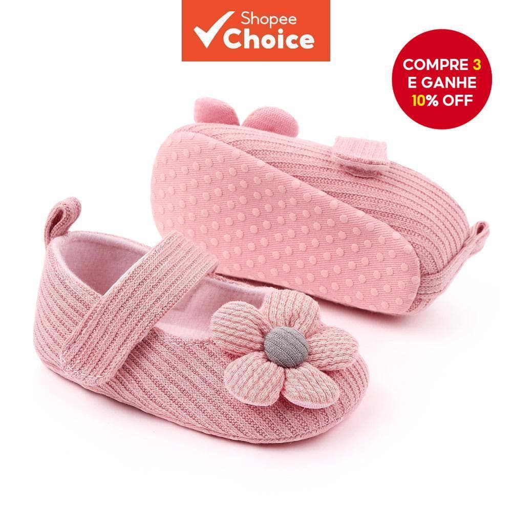Primeiros Caminhantes Para Bebês Meninas – Sapatos Com Sola Macia , Antiderrapante E Design Floral 6 A 12 Meses
