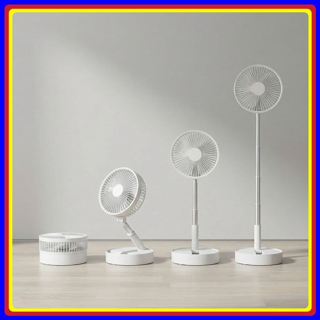 Ventilador Portátil Dobrável 4 Velocidades Recarregável USB Retrátil 180℃ Mesa Coluna Forte
