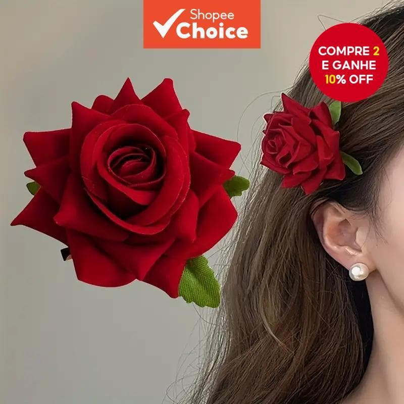 3 Peças De Grampos De Cabelo De Flor Vermelha Vintage Acessórios Decorativos Elegantes Para Mulheres E Meninas