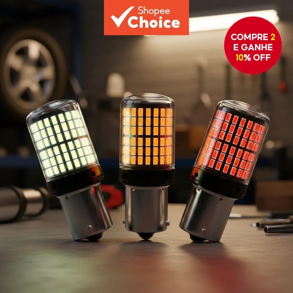  144-LED Ba15s/1156/1157 lâmpadas – Luzes de seta, DRL, neblina, traseira, freio e ré, 12V, 33SMD, vermelha/branca