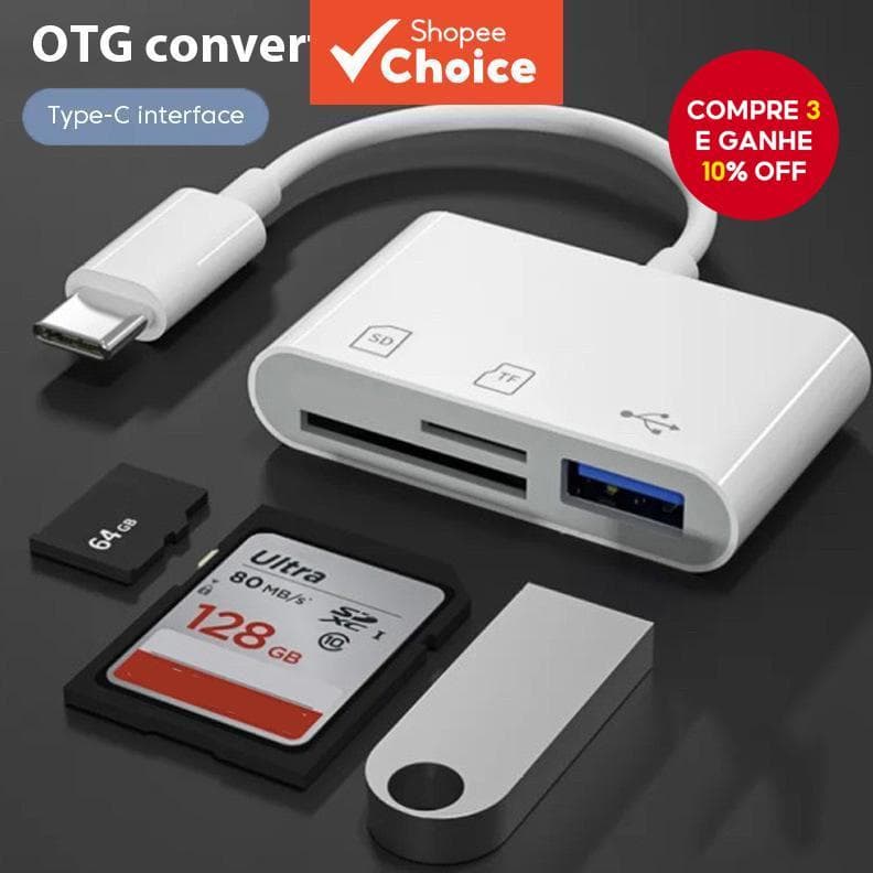 Adaptador Tipo C Para Leitor De Cartão USB TF SD 3 Em 1 Cabo De Conversão De Alta Velocidade OTG Telefone PC Laptop