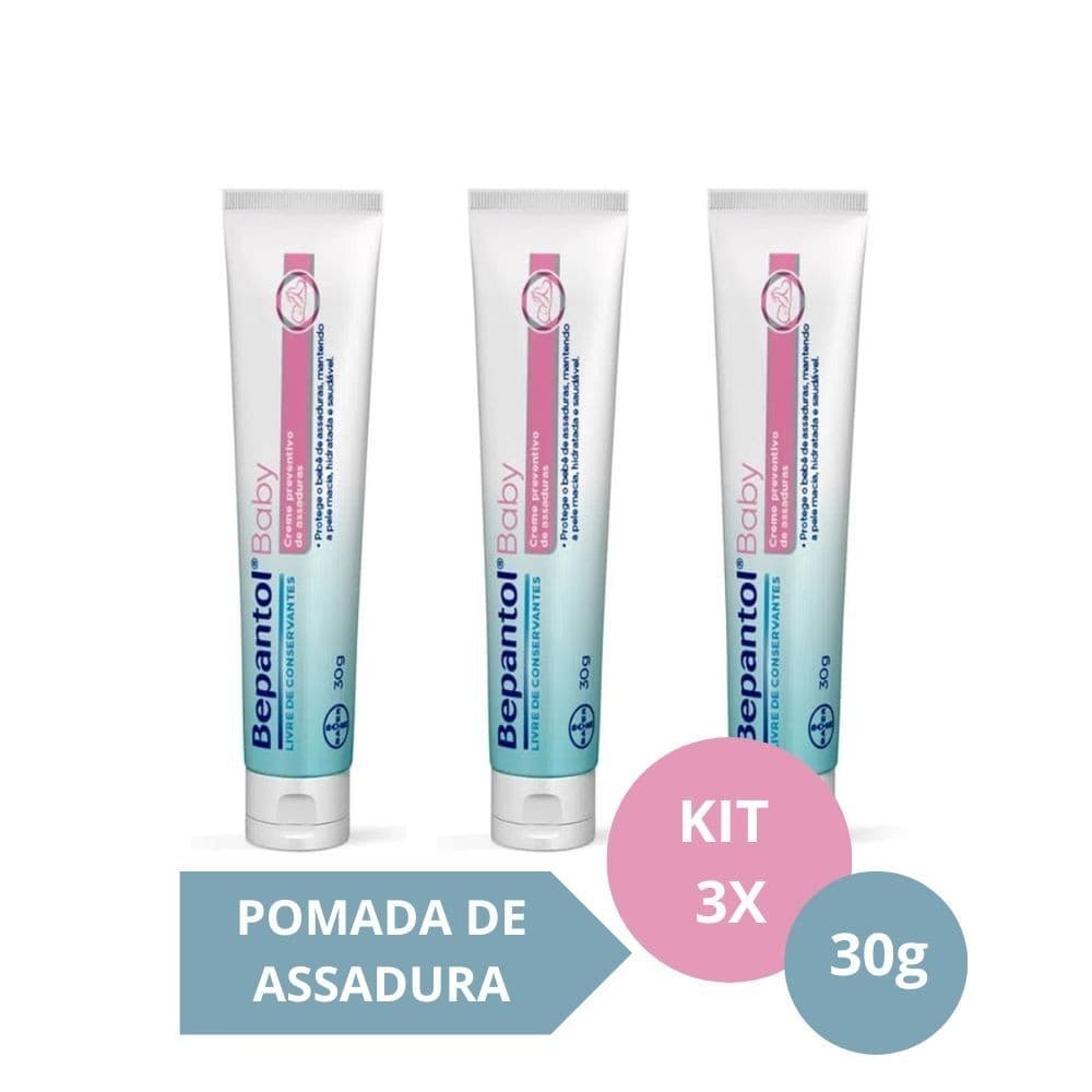 Kit com 3 Cremes Pomada de Assadura 30gr Cada - Bepantol - ORIGINAL