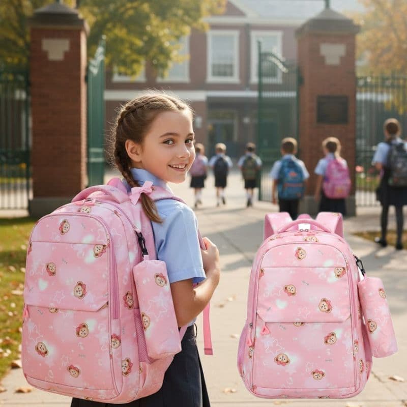 Mochila Escolar Feminina/ Menina /Menino Moda Grande kit Com Estojo Qualidade Premium