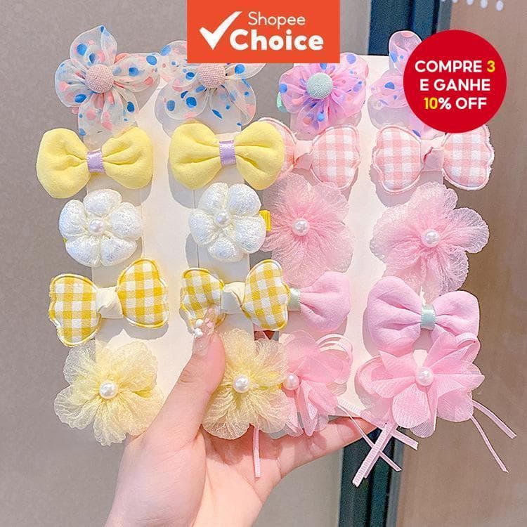 Grampos De Cabelo Com Laço Para Meninas , Acessórios Conjunto De Presentes Infantis Flores De Tecido De Princesa