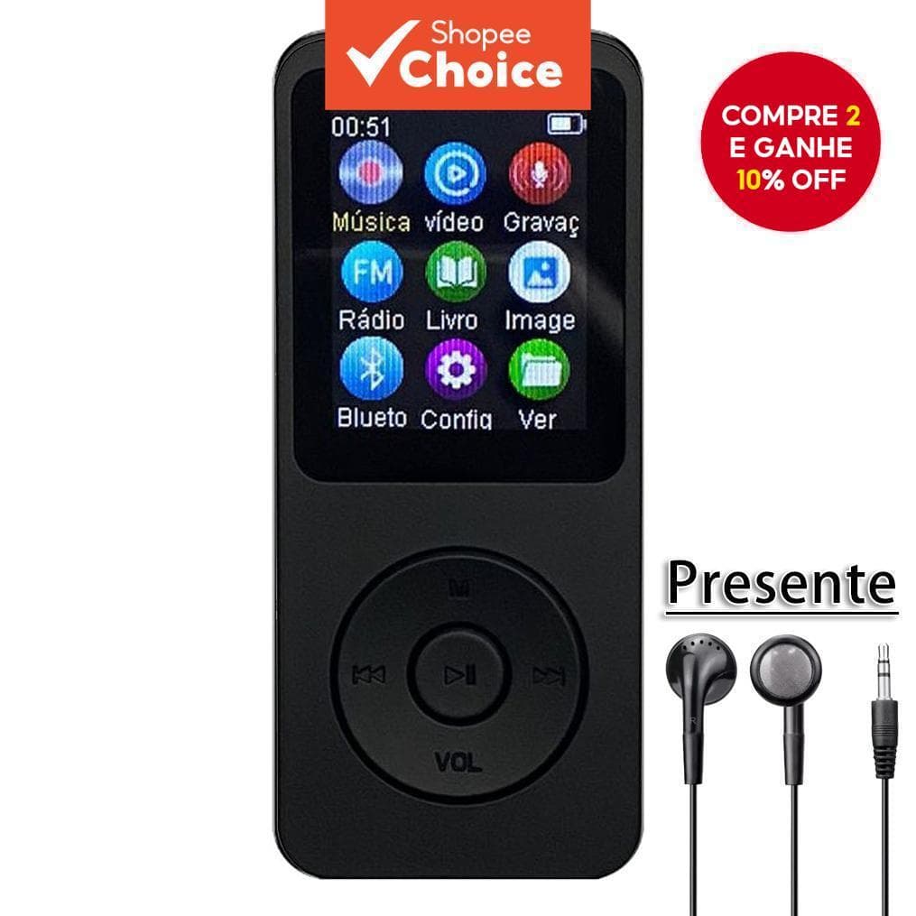 Bluetooth 5.0 MP3 Player Com Alto-Falante Esportivo HIFI Rádio FM Leitor De E-book De Voz Fones De Ouvido Grátis