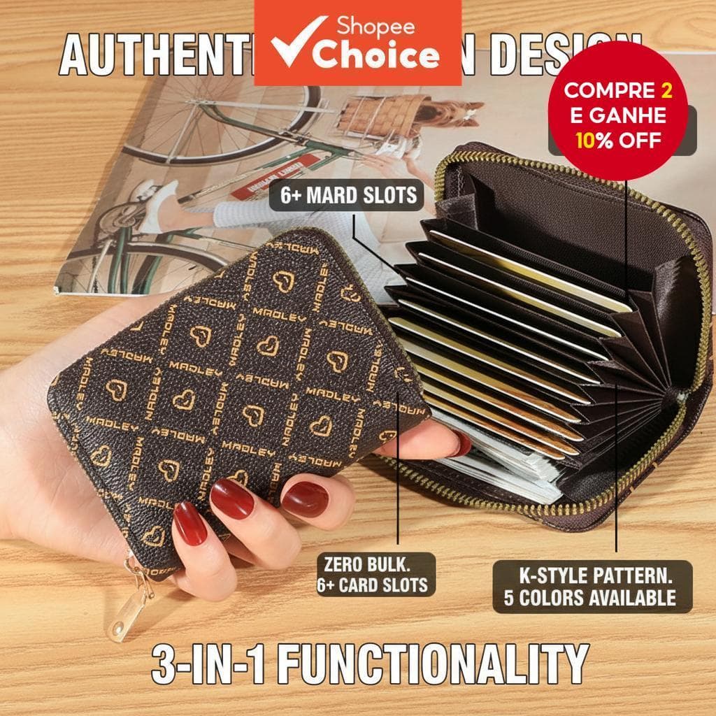 Carteira Curta Feminina Coreana Couro PU Porta Cartão Estudante Bolsa De Moedas Fina Embreagem Marrom