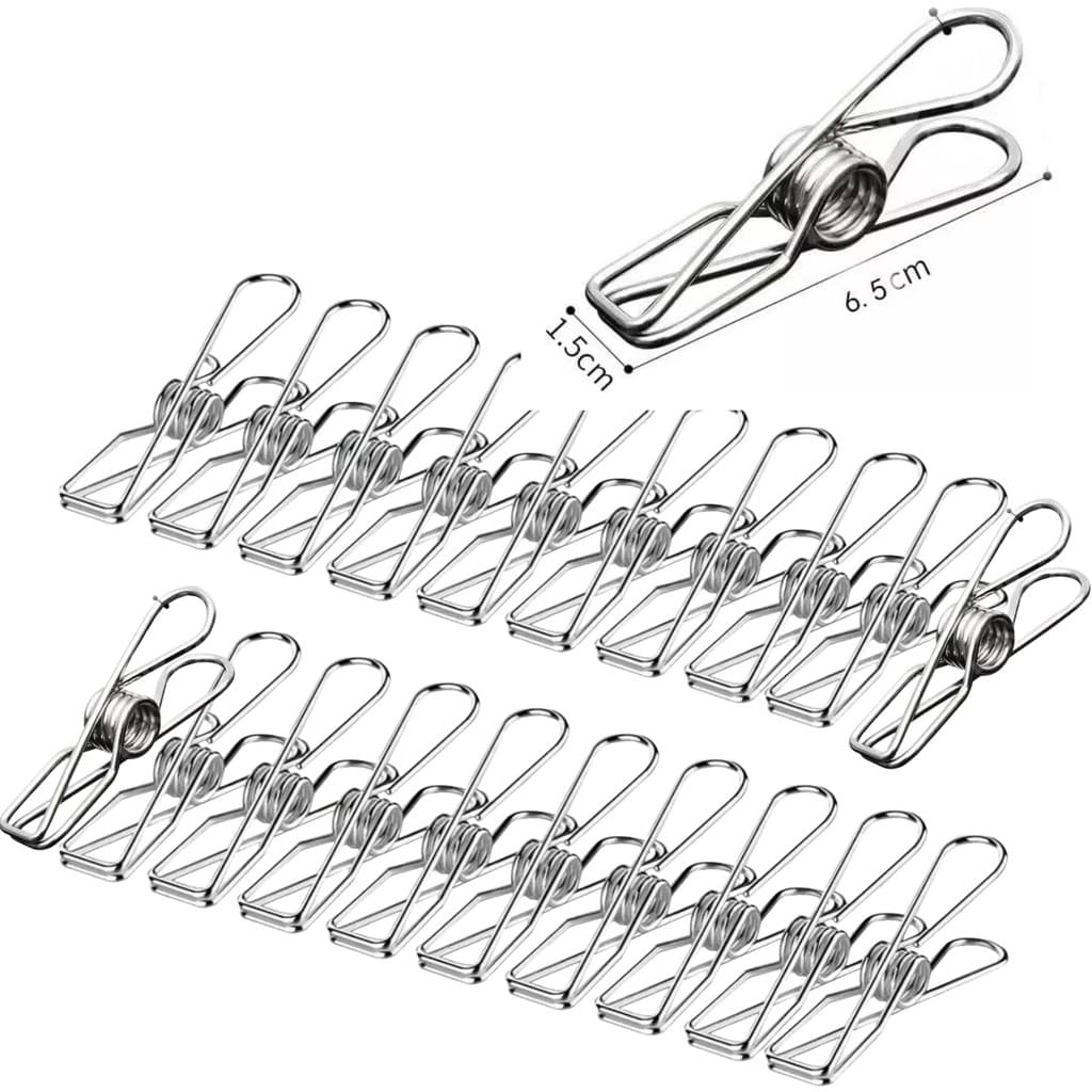 kit 20 40 60 unidades Pregador Prendedor de roupa metal inox/ rampo metal para pendura multiuso