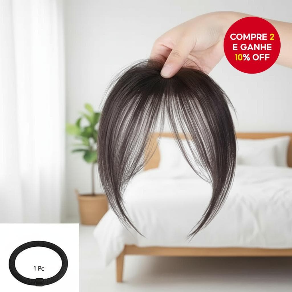  Peruca fina invisível para mulheres, com franja no meio, visual natural para uso diário e festas.