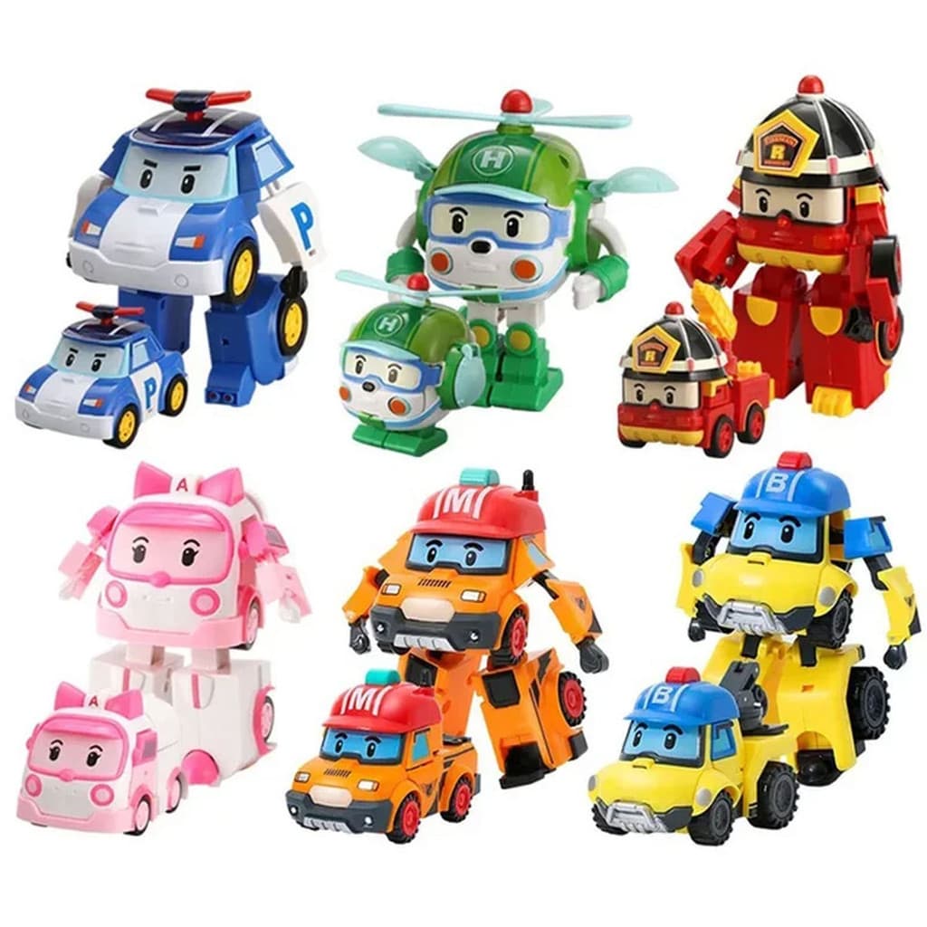 Robocar Poli Boneco Transformers Pull Back Transformador Meninos Robô Carro Para Crianças brinquedos meninos