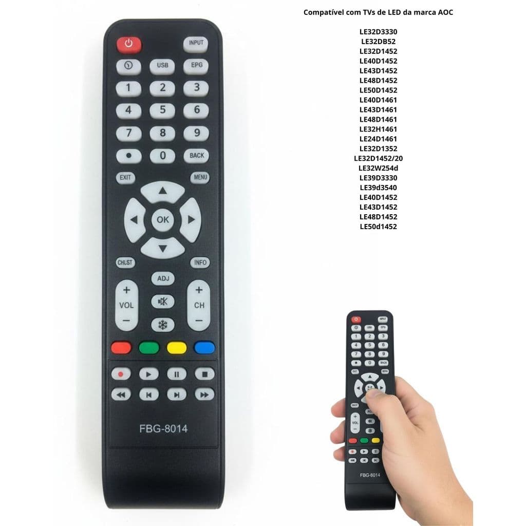 Controle Remoto Tv Para Aoc Modelos Tv Lcd Led 8014-FBG-MP